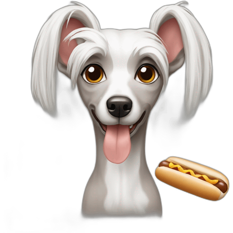 Chinese Crested hot-dog emoji