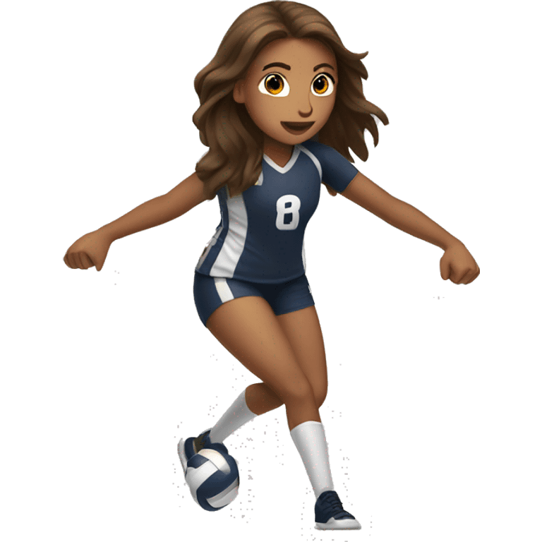 long brown hair girl bumping a volleyball emoji