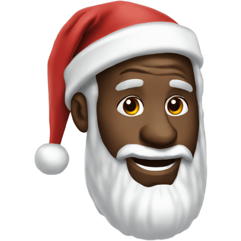 LeBron James wearing a Santa hat emoji