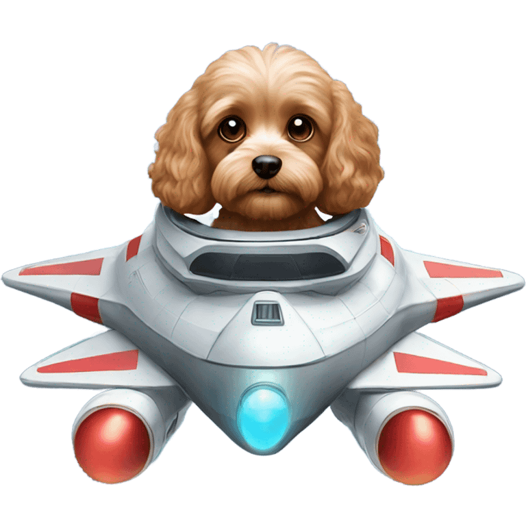 Cavapoo riding a spaceship  emoji