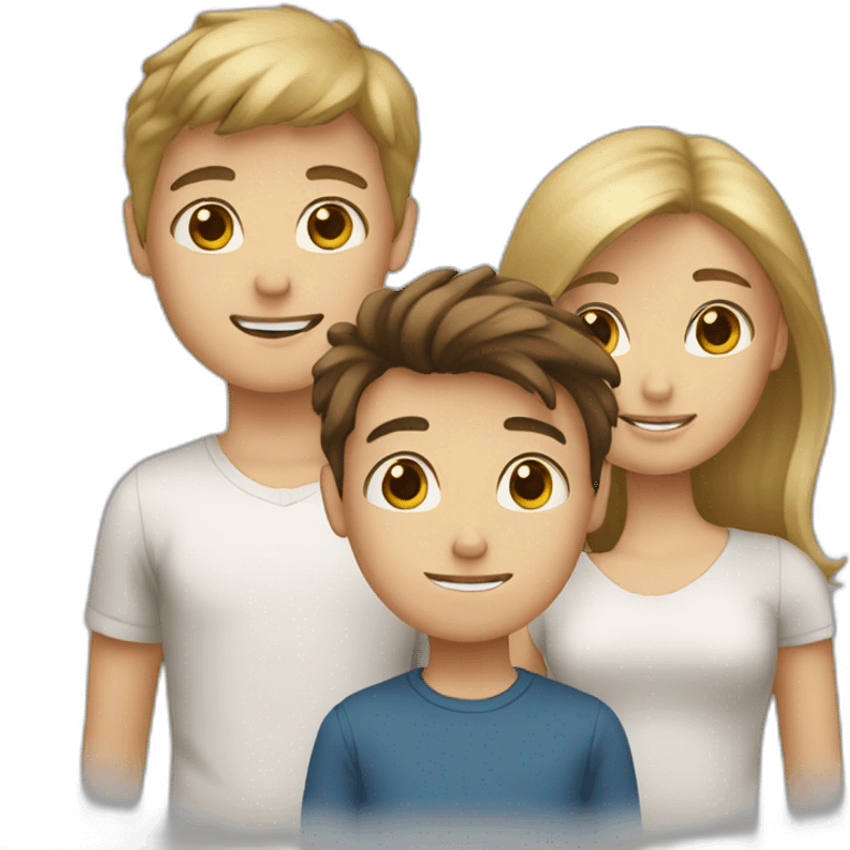 Blonde boy, brown haired boy, and brown haired girl emoji