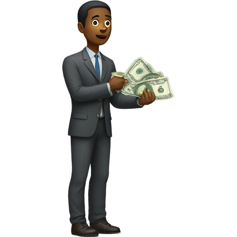 man standing with money in his hands emoji