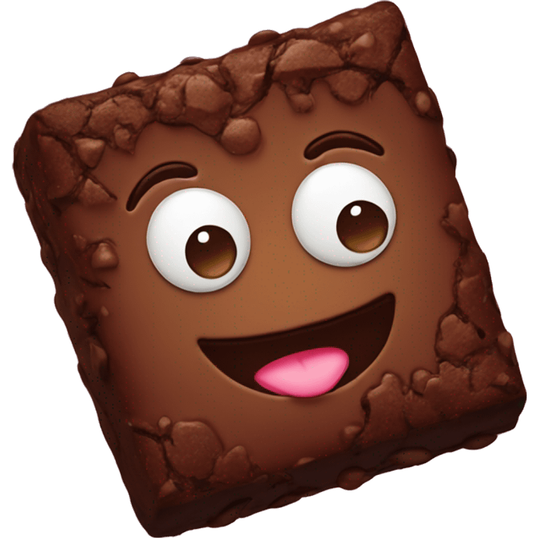 Brownie with cute face emoji