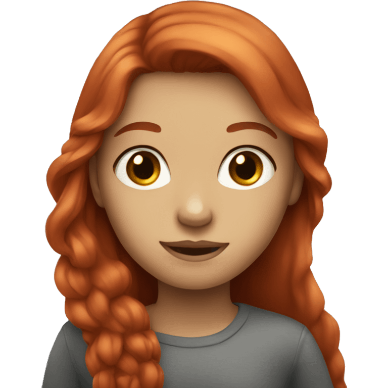 Girl with a long red hair and gray eyes  emoji