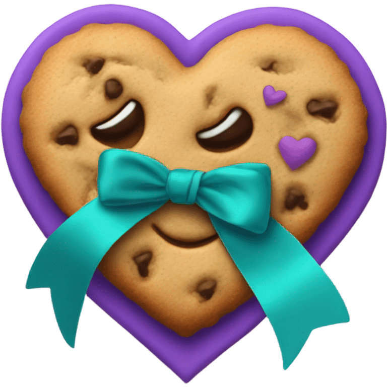 Cookie heart with teal purple support ribbon emoji