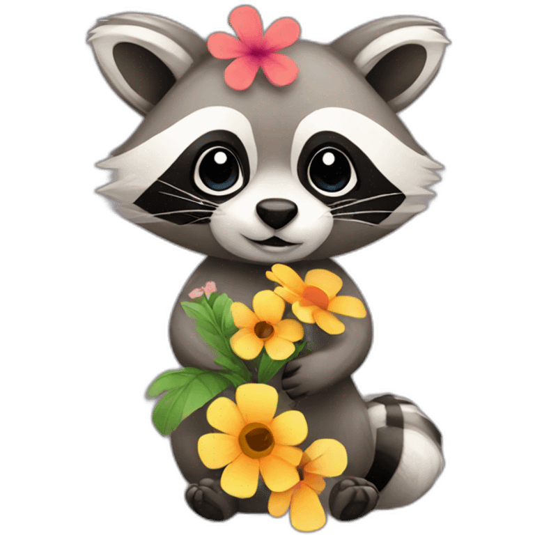 Raccoon with flower emoji