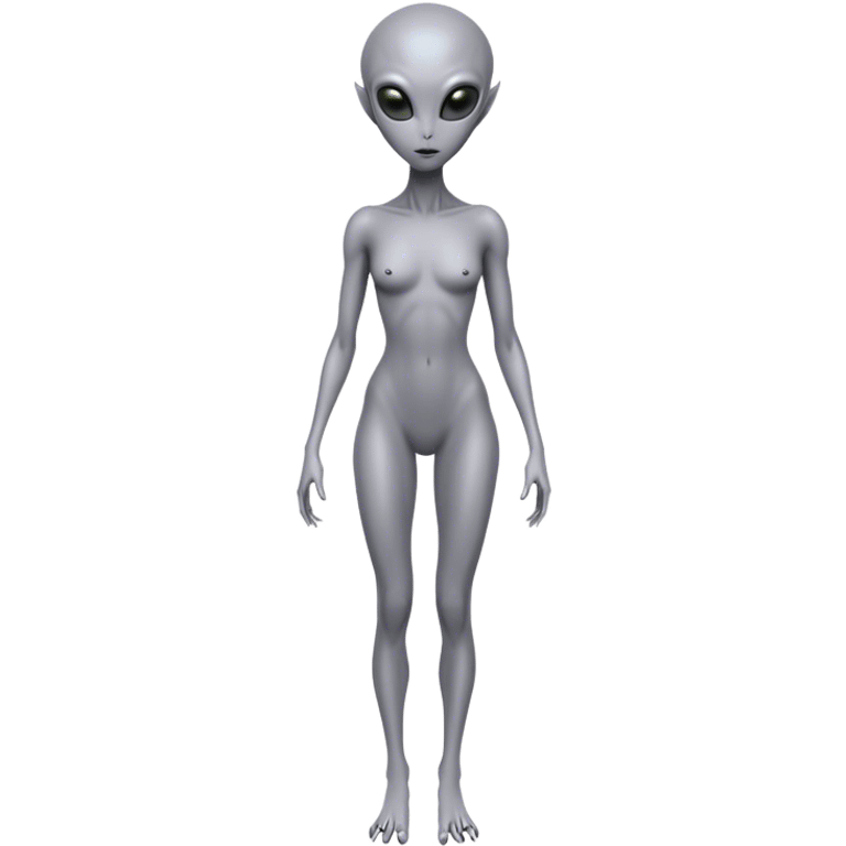 Gray alien woman, full body emoji