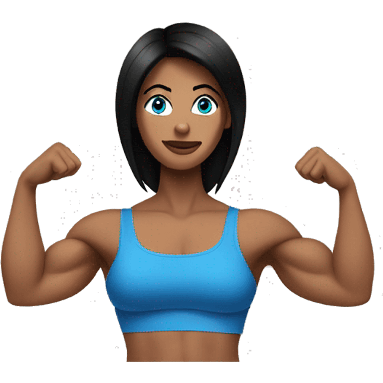 Muscle mommy with blue eyes and black hair emoji