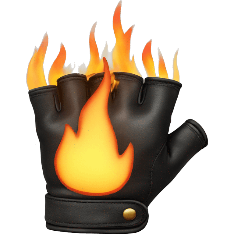 fingerless driving leather glove on fire emoji