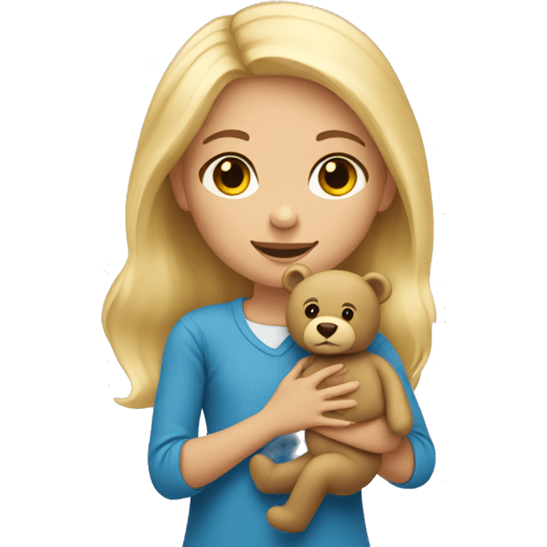 Little Blonde girl holding a teddy bear emoji