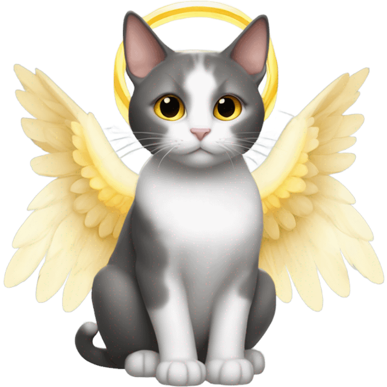 Cat in heaven with halo and wings emoji