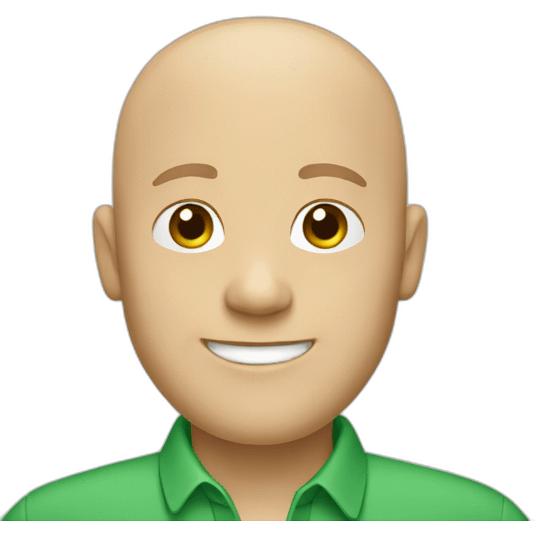 Bald happy white man with green shirt with collar emoji