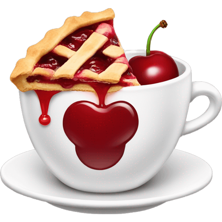 Cherry coffee with cherry pie  emoji