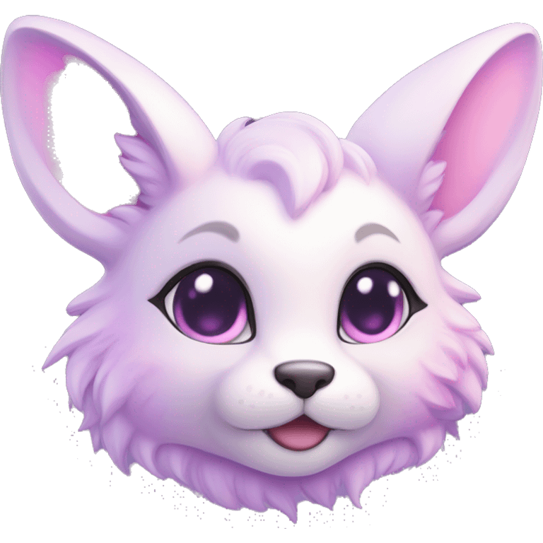 Kawaii cute colorful bright light pastel lilac-pink-white-gradient fantasy ethereal anthro fursona animal creature emoji