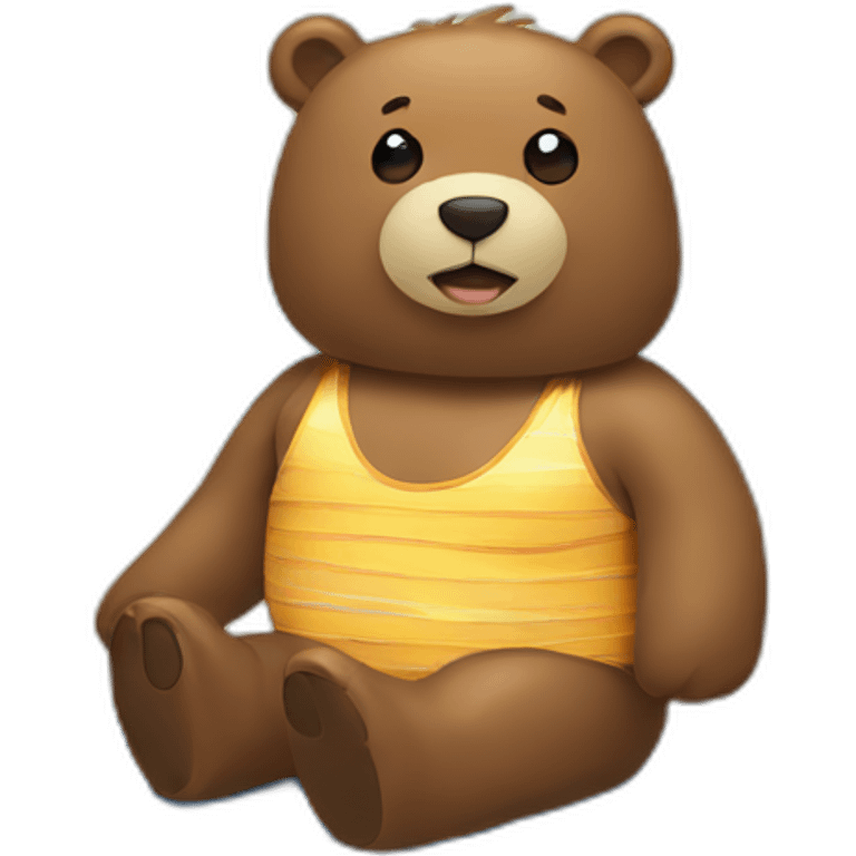 Bear in swimwear on a beach emoji