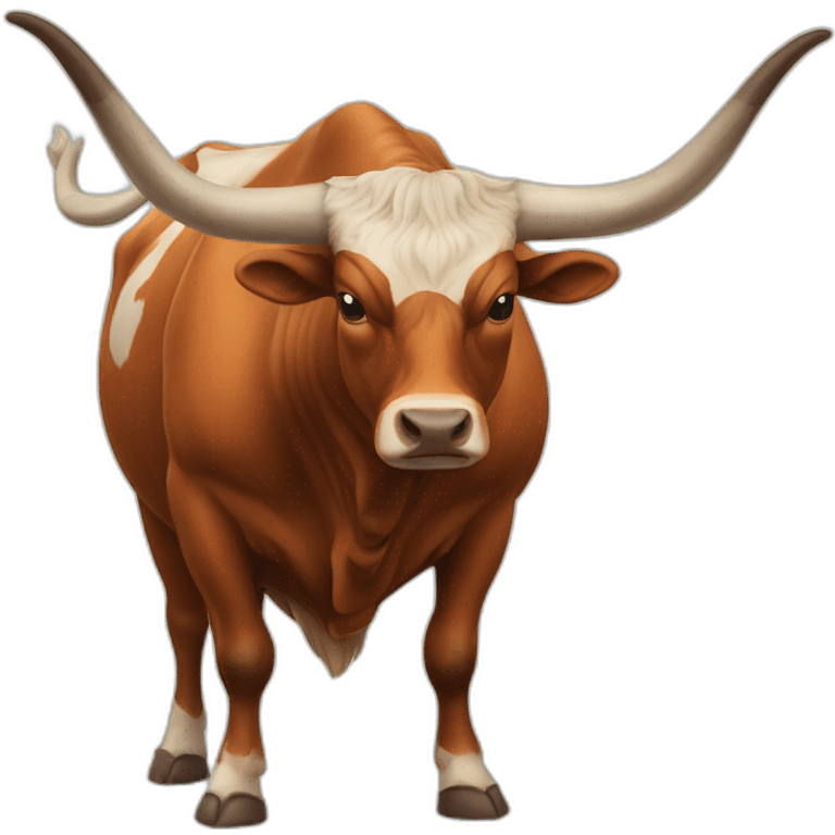 bull, Texas Longhorn, ridiculously long horns, full body, fat emoji