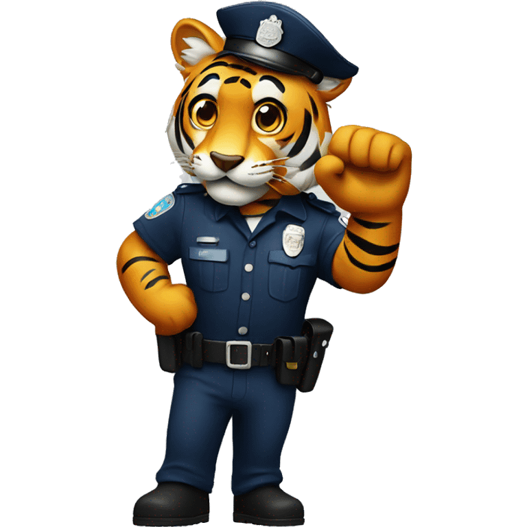 police tiger with hand up to stop you emoji