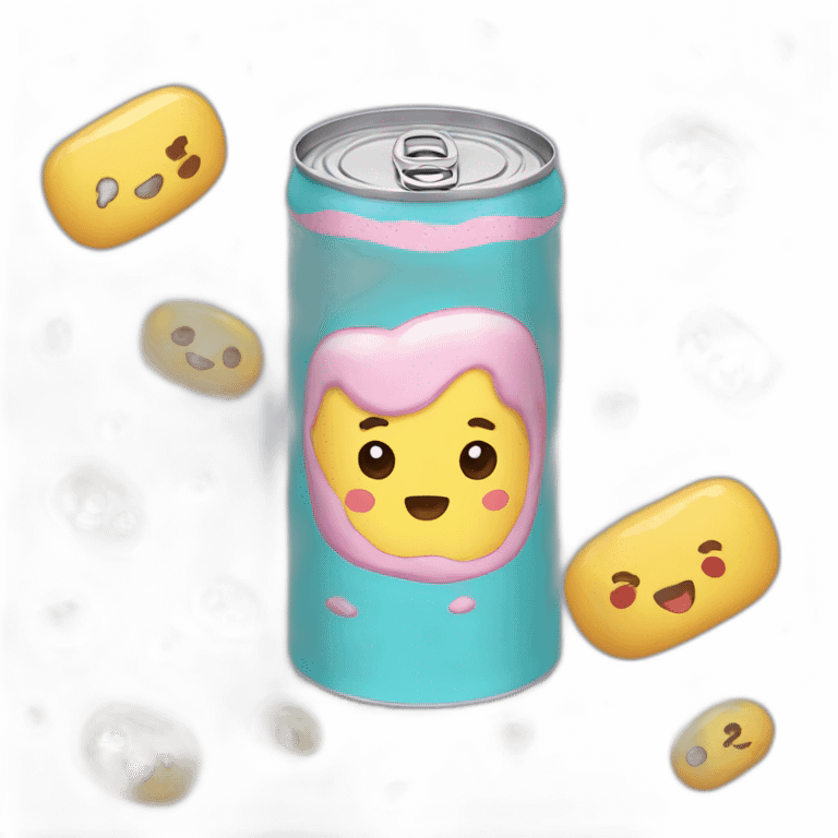 kawaii can of beans with cute anime face emoji