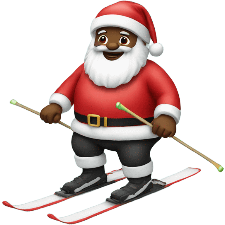 Pregnant black santa on skis emoji