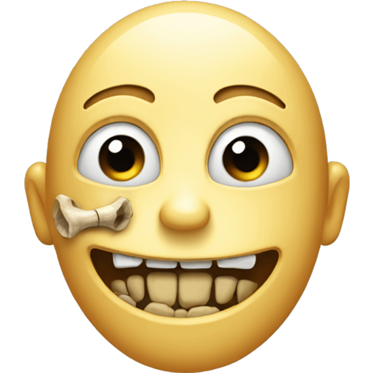 smiling emoji with climbing eyes and a bone in the mouth emoji