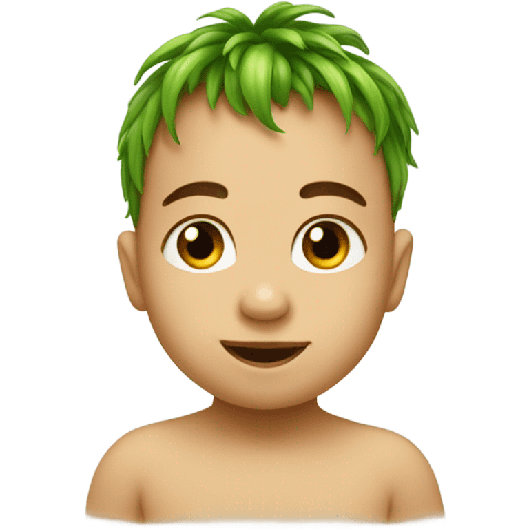 baby boy emoji with one sprout of hair emoji