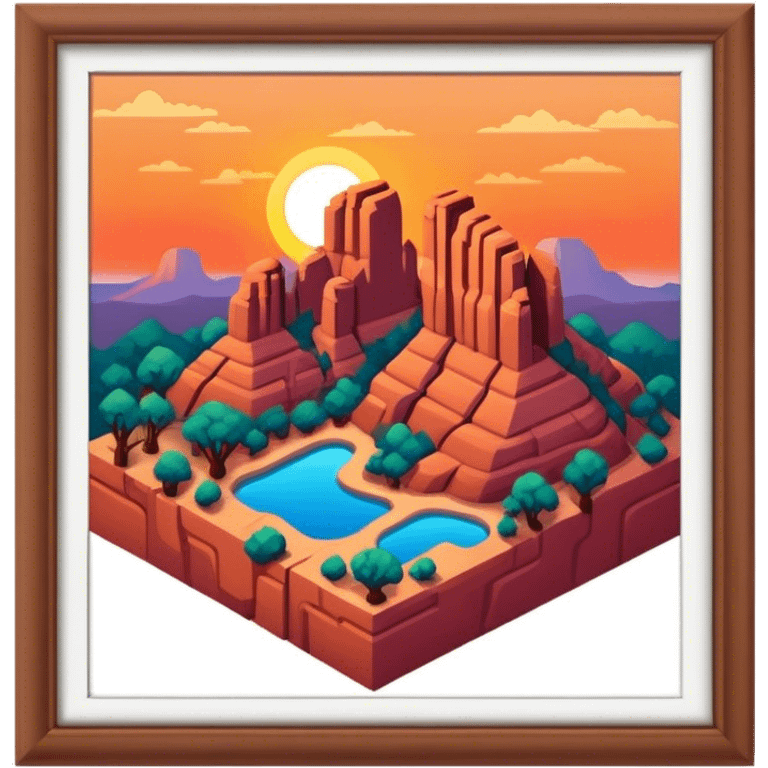 Isometric Sedona sunset emoji