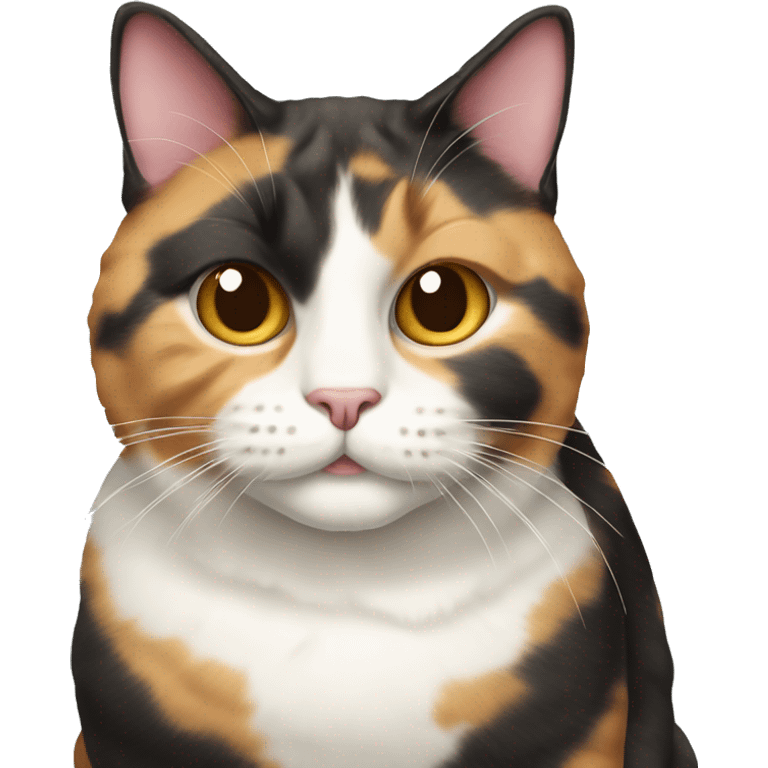 Realistic Fat calico cat with sundae emoji