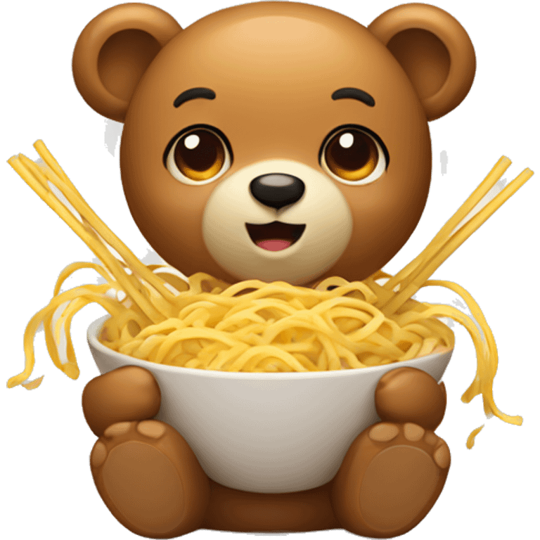 cute bear with noodles emoji