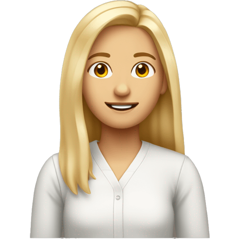 estudiante rubia con pelo largo liso sin gafas emoji