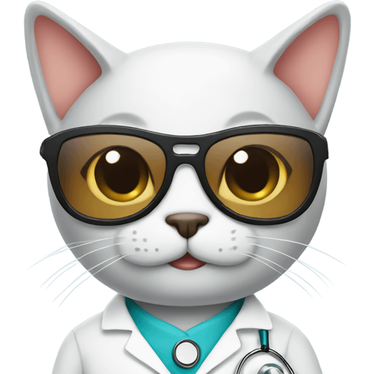 smiling doctor cat wearing black sunglasses emoji