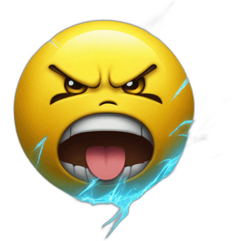 Angry yellow ball emoji with thunder sparkes in eyes emoji