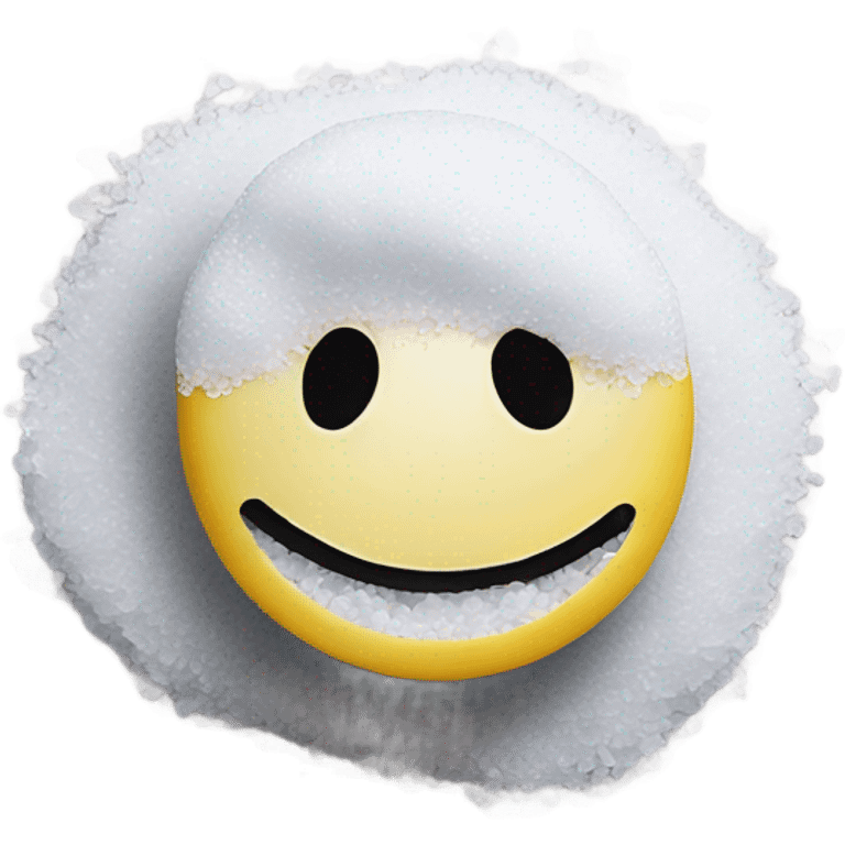 Smiley emoji behind a pile of white salt  emoji