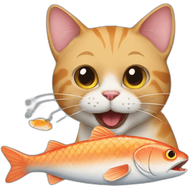 cat eating a fish emoji