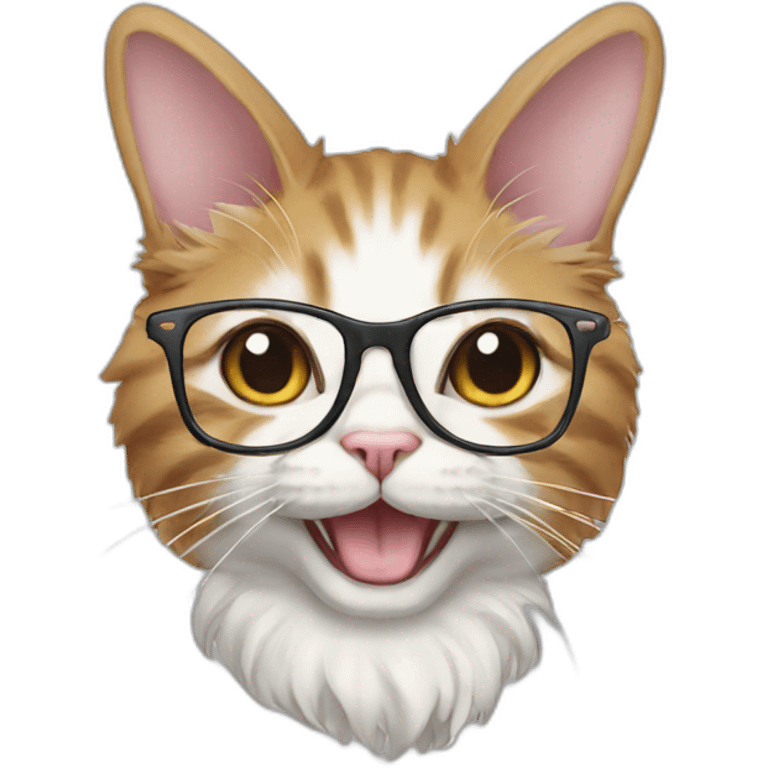 cat with rabbit tooth and glasses emoji