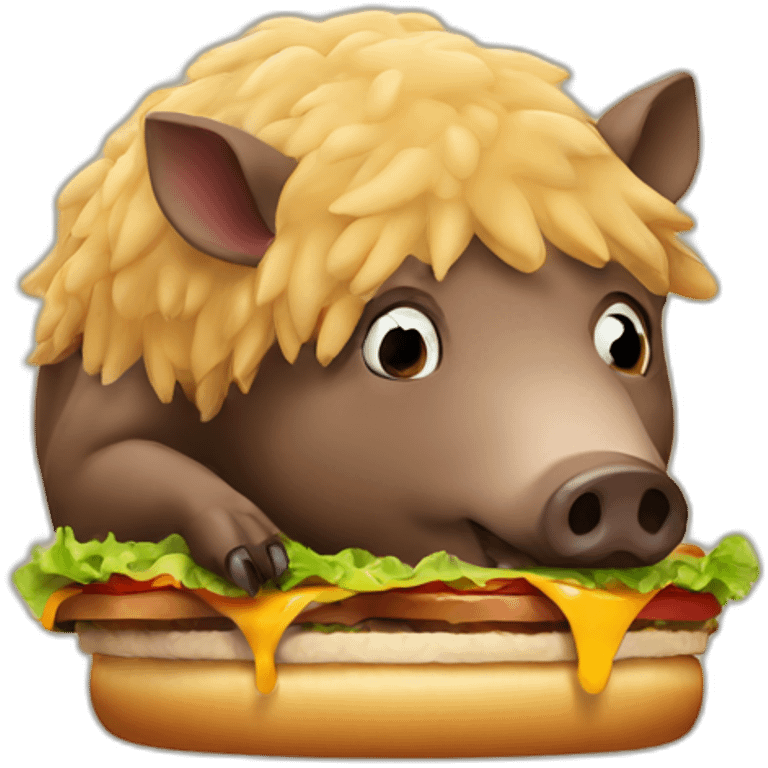 boar eating burger emoji