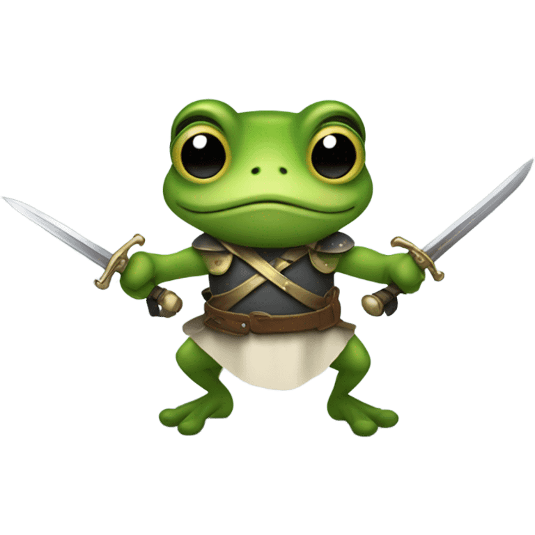 Battle frog with swords emoji