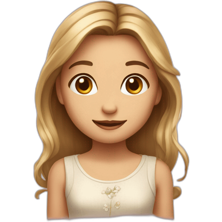 Charming girl emoji with a delicate, alluring expression and a hint of a gentle voice. emoji