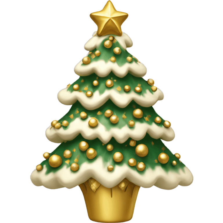 vanilla  Christmas tree with white and gold decorations emoji