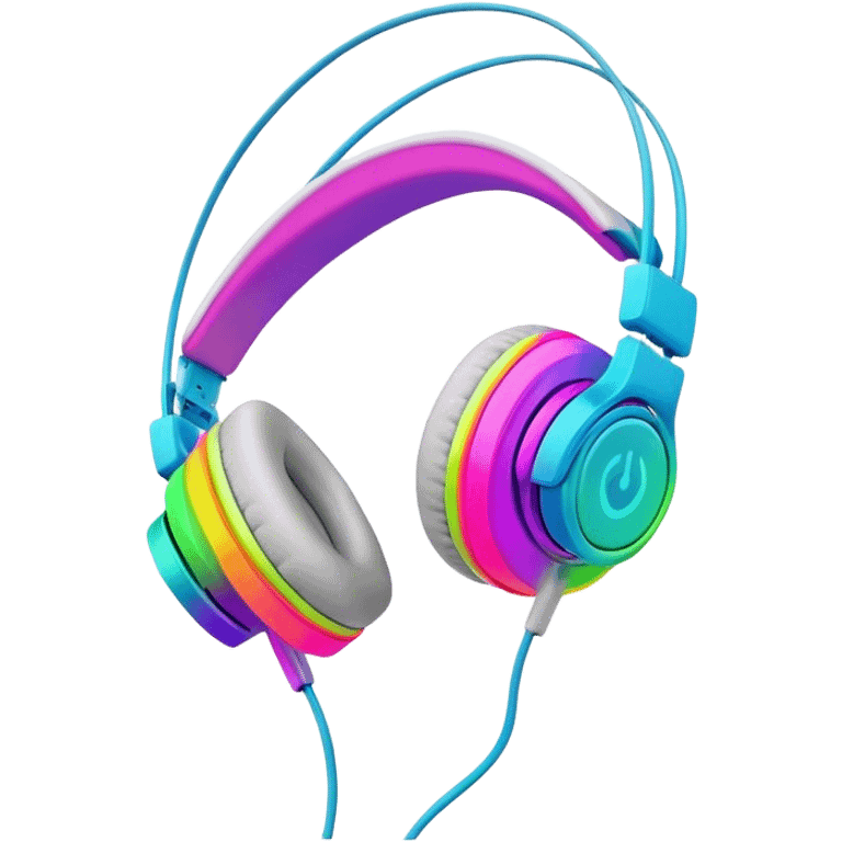 Neon colors headphones emoji