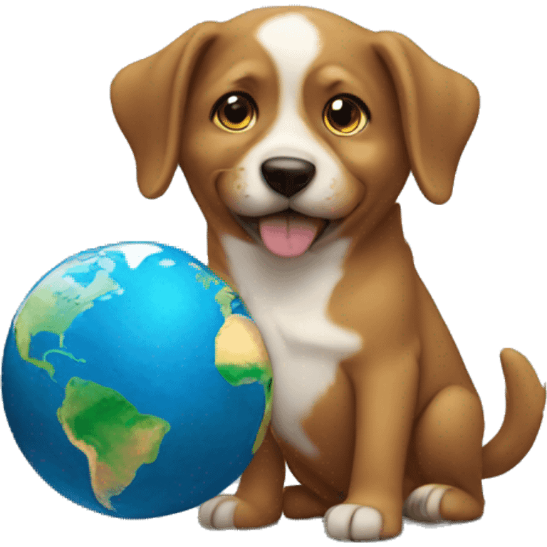 A dog holding the world  emoji