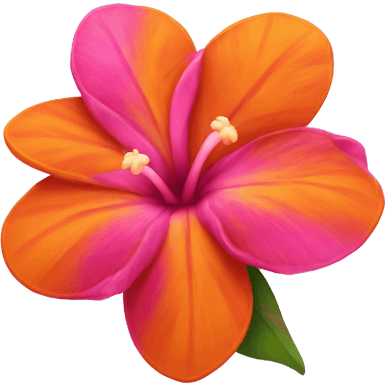 Vibrant, pink and orange Hawaiian flower emoji