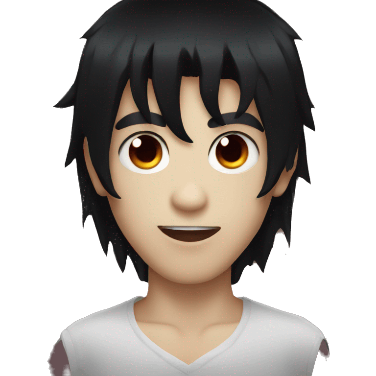 Vampire boy with black hair mullet and demon horns emoji