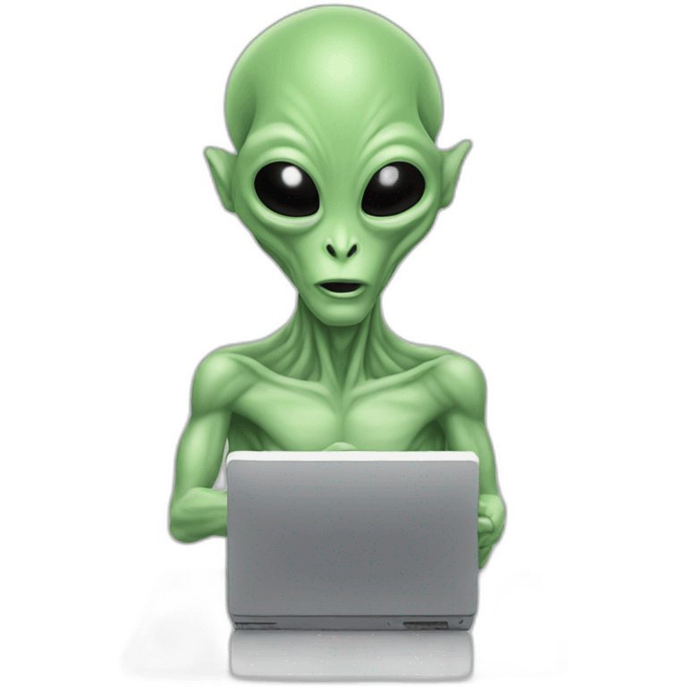 Alien typing on computer emoji