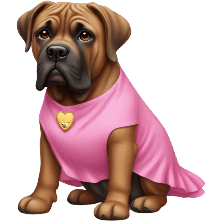 brindle bull mastiff with pink dress emoji