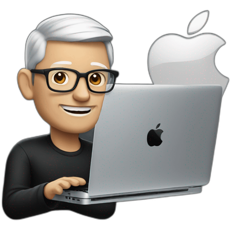 tim cook with black macbook pro emoji