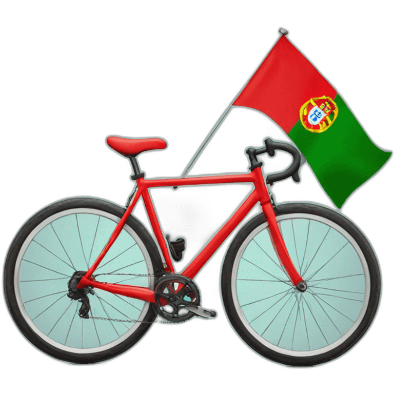 Racing bicycle with big portuguese flag emoji