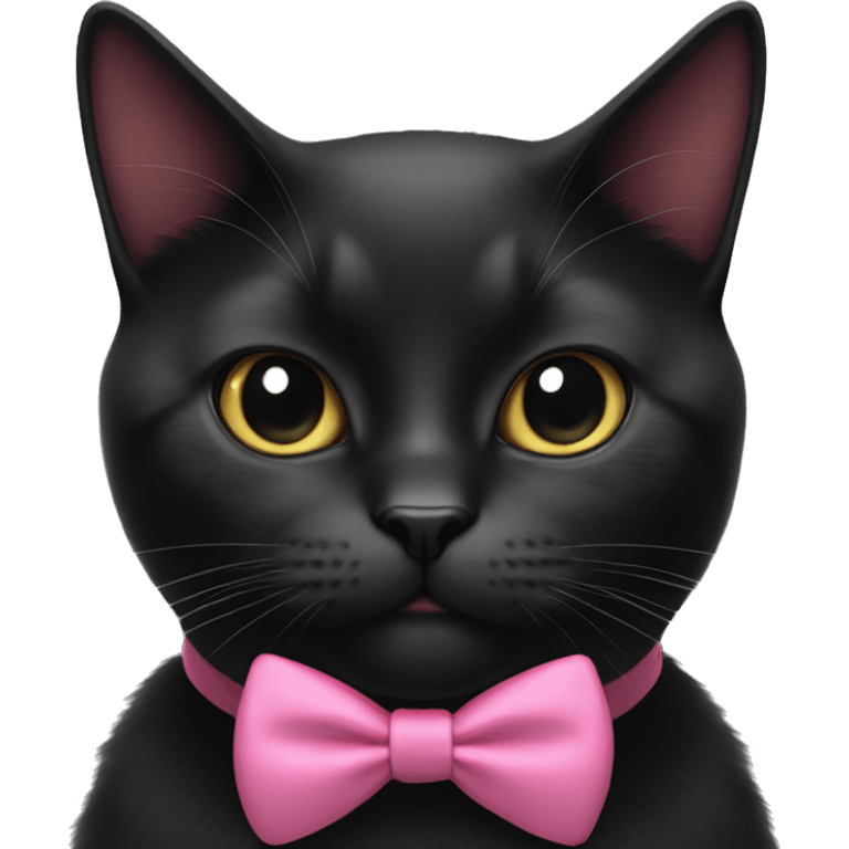 black cat with pink bow tie emoji