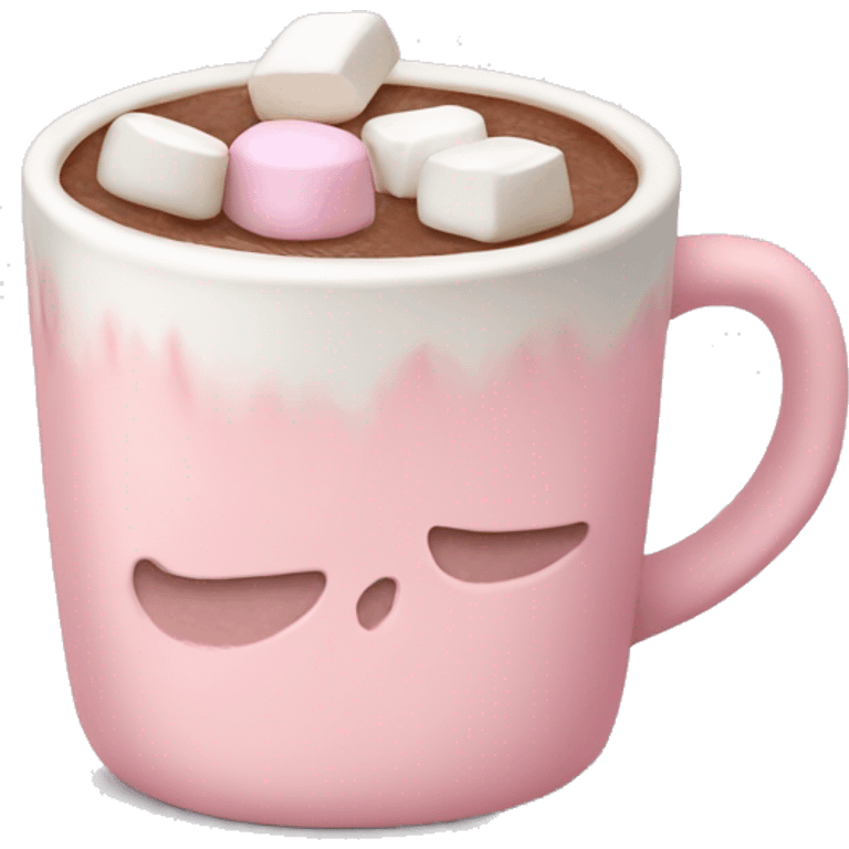 Light Pink mug of hot chocolate with marshmallows  emoji