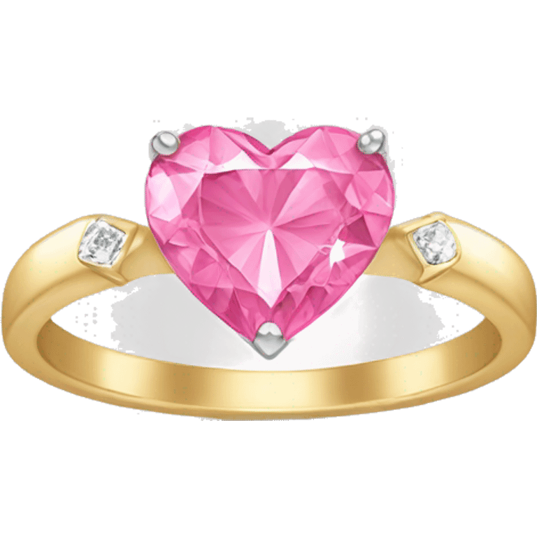 Sliver ring with a pink heart diamond emoji