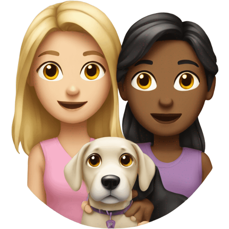 2 whit girls family with 1 dog emoji